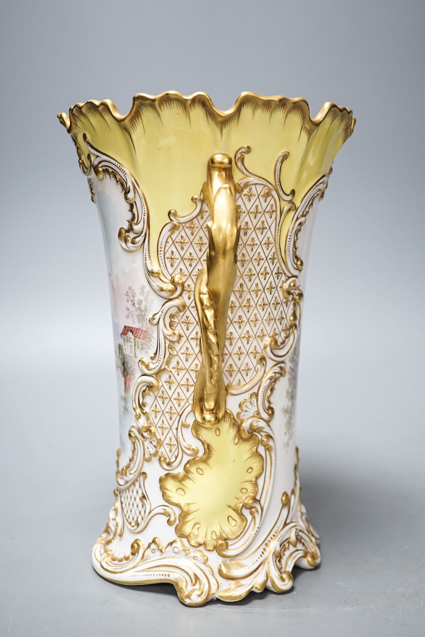 A late 19th century/ early 20th century Copeland Florentine vase painted with a sailing scene 24cm